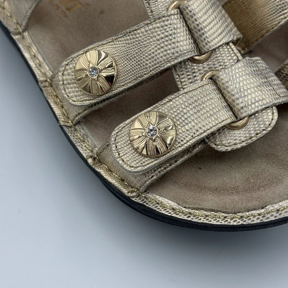 Alegria Kleo Strap‎ Leather Sandals Women's Size 36 Gold Slingback Open